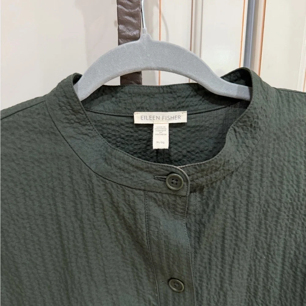 Eileen Fisher Organic Cotton Pucker Mandarin Collar Jacket (104)